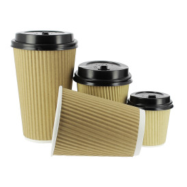 Paper Cup "Ripple Kraft" Brown 8 Oz/250ml Ø8cm (25 Units)