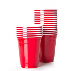 Plastic Cup PS Red American Party 360ml (50 Units)