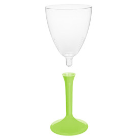 Plastic Stemmed Glass Wine Lime Green Removable Stem 180ml (200 Units)