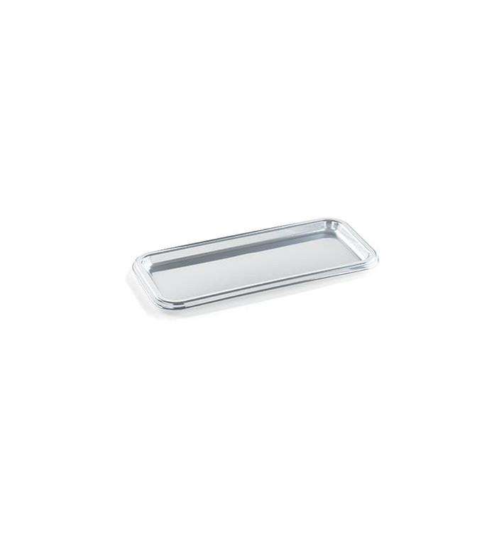 Plastic Platter Rectangular Shape Silver 35X16 cm (50 Units)