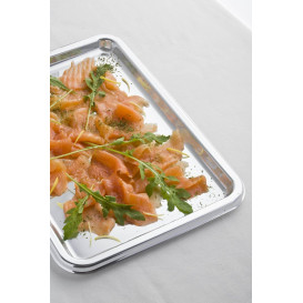 Plastic Tray Rectangular Shape Silver 35X24 cm (5 Units) 