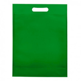 Non-Woven Bag with Die-cut Handles Green 30+10x40cm (200 Units)