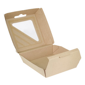 Paperboard Menu Box Kraft with Window 20x20x8,5cm (55 Units)