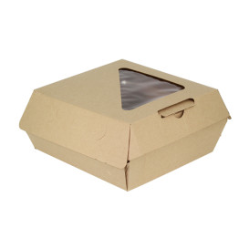 Paperboard Menu Box Kraft with Window 20x20x8,5cm (110 Units)