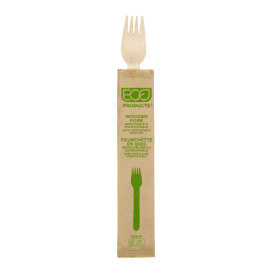 Wrapped Disposable Wooden Fork 16cm (500 Units)