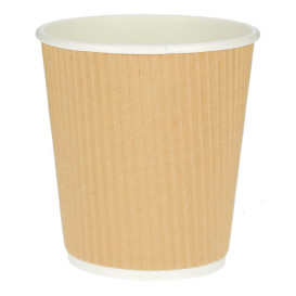 Paper Cup "Ripple Kraft" Brown 8 Oz/250ml Ø8cm (25 Units)