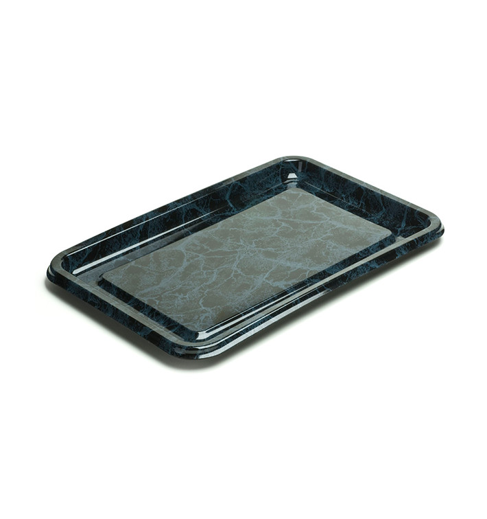 Plastic Platter Rectangular Shape Marble 55X37 cm (50 Units)