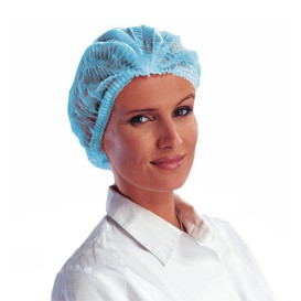 Disposable Bouffant Cap Accordion PP Blue 2 Gums Ø53cm (1.000 Units)