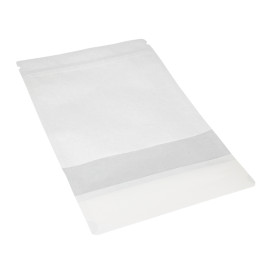 Paper Doypack White with self closing and Window 16+8x26cm (50 Units)