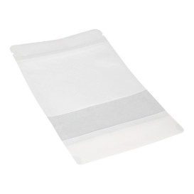 Paper Doypack White with self closing and Window 25+12x35cm (250 Units)