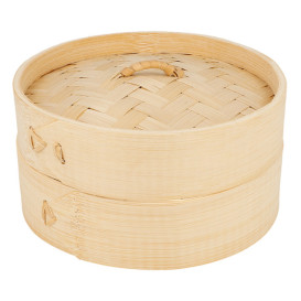 Bamboo Steamer with Lid Ø15x8cm (100 Units)