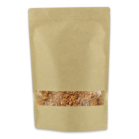 Paper Doypack Kraft with self closing and Window 12+6x20cm (50 Units)