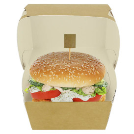 Paperboard Burger Box Kraft Double Closing 11x11x7,5cm (450 Units)