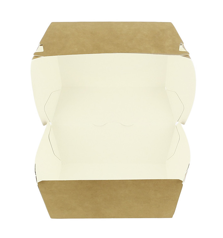 Paperboard Burger Box Kraft Mega Double Closing 15,5x15,5x10cm (200 Units)