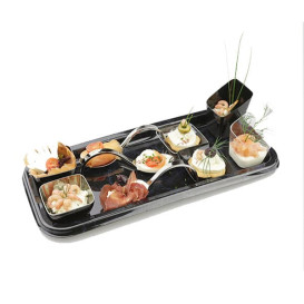 Plastic Platter Rectangular Shape Marble 35X16 cm (5 Units) 