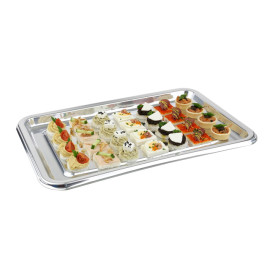 Plastic Platter Rectangular Shape Silver 46x30 cm (5 Units) 